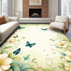 Verdant Floral Swirls With Butterflies Rug