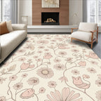 Whimsical Floral Cat Pattern Design Rug