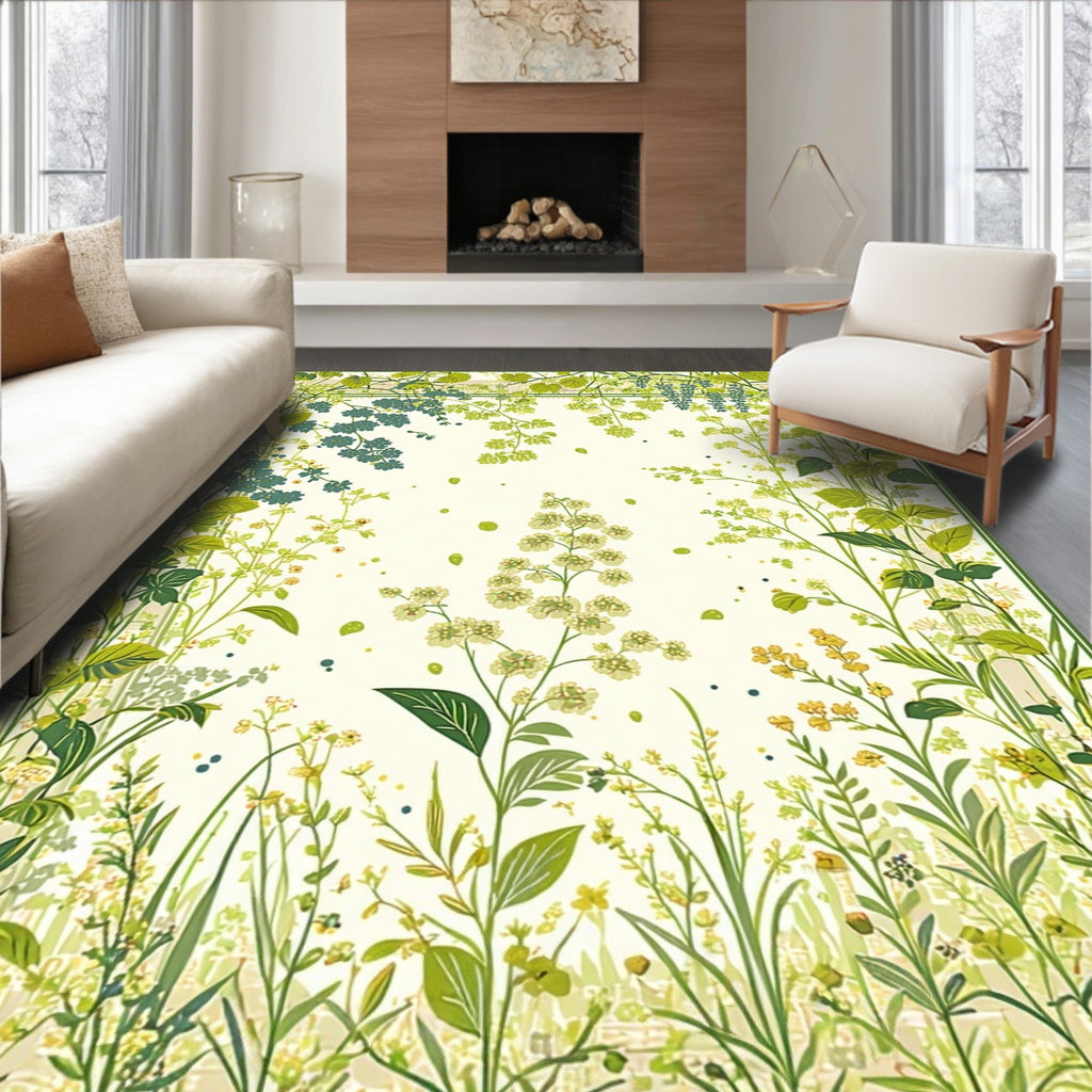 Verdant Floral Vine Pattern Rug