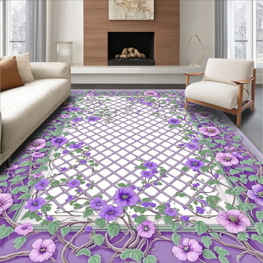 Vines Lattice Floral Pattern Rug