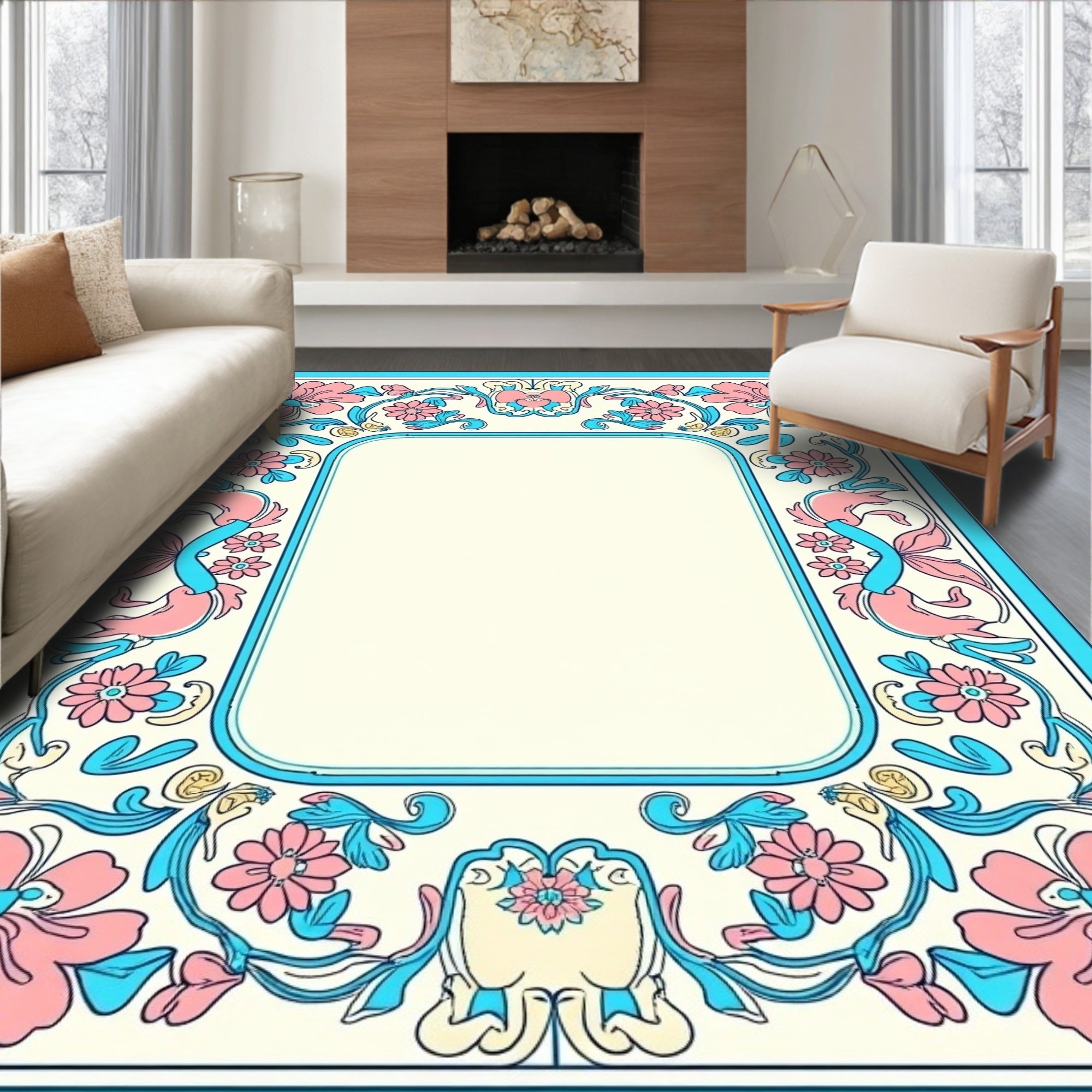 Art Nouveau Floral Swirls Rug
