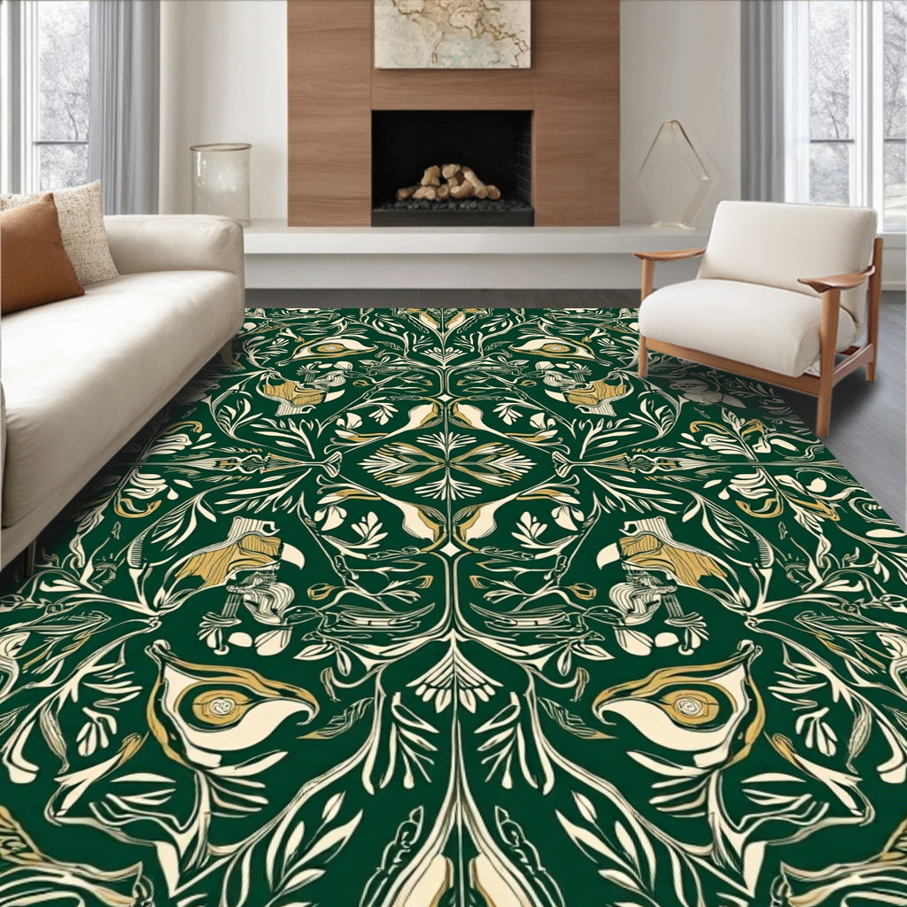 Art Nouveau Floral And Leaf Pattern Rug
