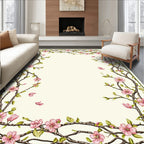 Pink Cherry Blossom Branch Border Rug