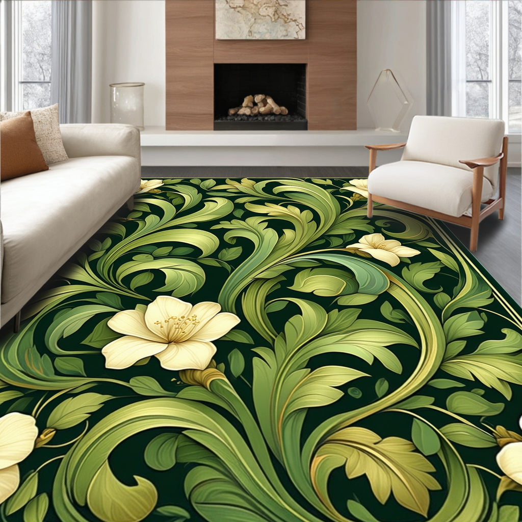 Art Nouveau Floral Botanical Design Rug