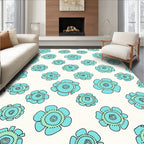 Whimsical Teal Floral Design Rug