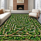 Overgrown Maze With Greenery Design Rug