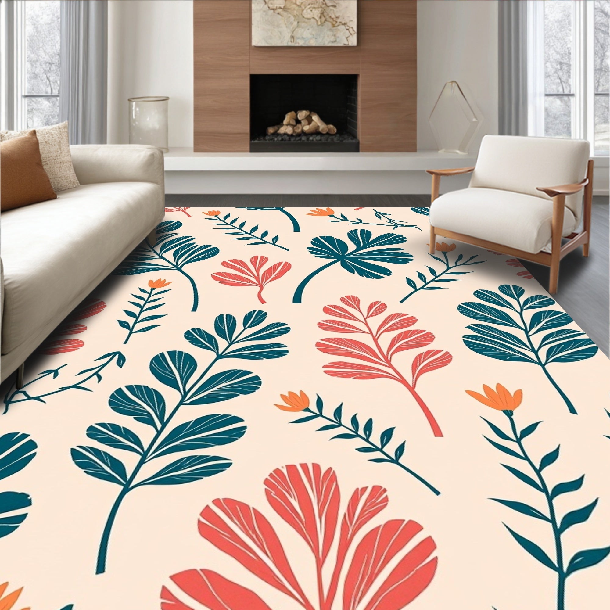 Botanical Branch Vibrant Pattern Rug