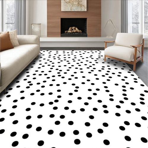 Abstract Black Dot Pattern Rug