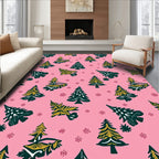 Pink Forest Evergreen Tree Collection Rug
