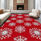 White Snowflake Holiday Medallion Red Rug
