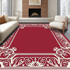 Intricate Floral Scrollwork Border Design Rug