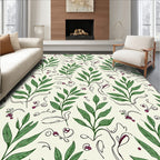 Green Leaf Vine And Swirl Pattern Rug