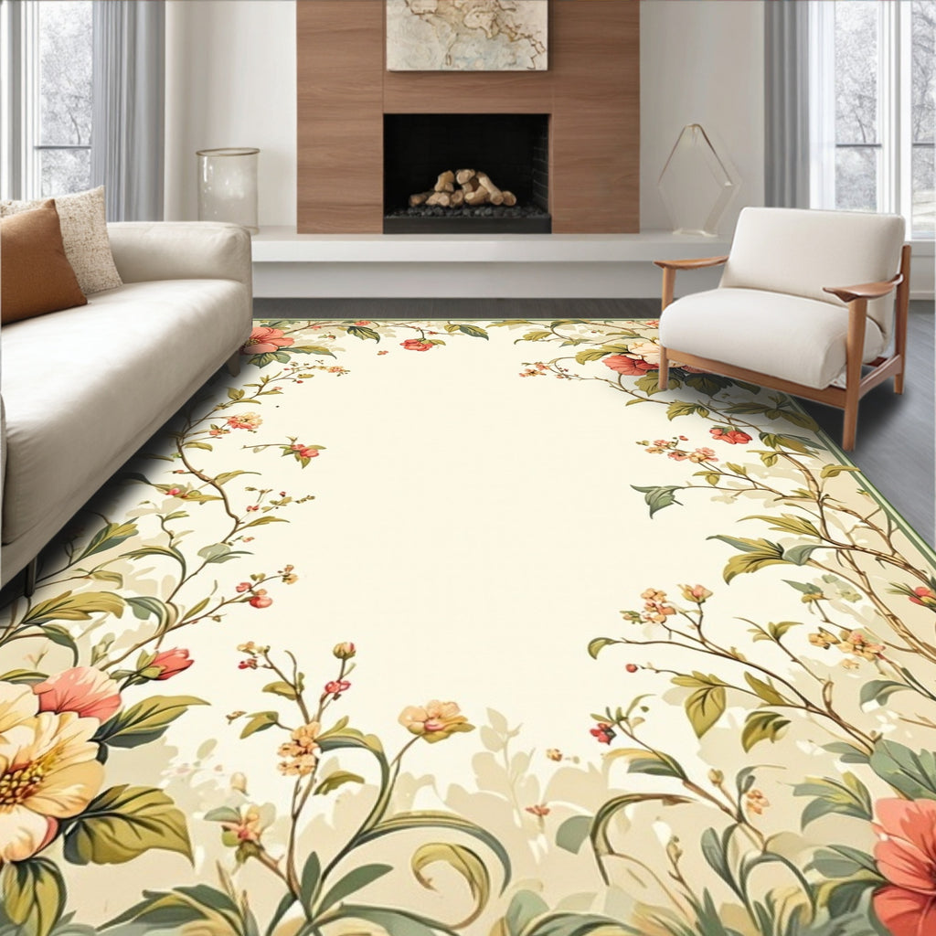 Vintage Floral Botanical Vines Rug