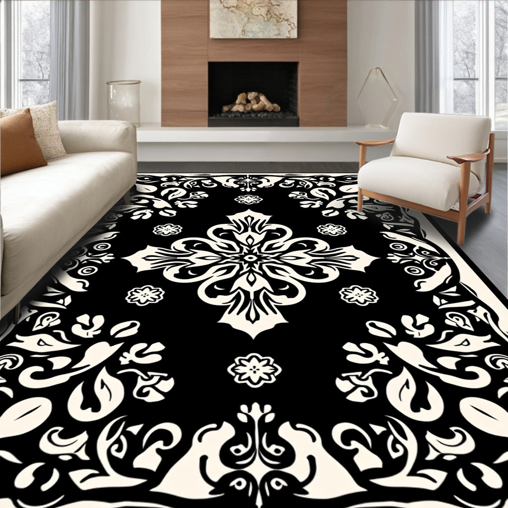 Ornate Floral And Leaf Pattern Rug