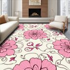 Enchanting Pink Floral Garden Pattern Rug