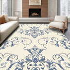 Elegant Blue Floral Damask Pattern Rug