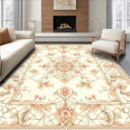 Elegant Floral Scroll Patterned Rug