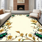Ornate Green Beetle Floral Vine Rug