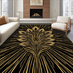 Golden Feather Rays Design Rug