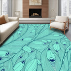 Teal Feather And Petal Design Rug