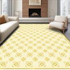 Golden Geometric Floral Patterned Rug
