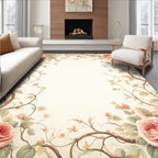 Romantic Pink Rose Vine Pattern Rug