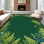 Fern and Butterfly Forest Pattern Rug