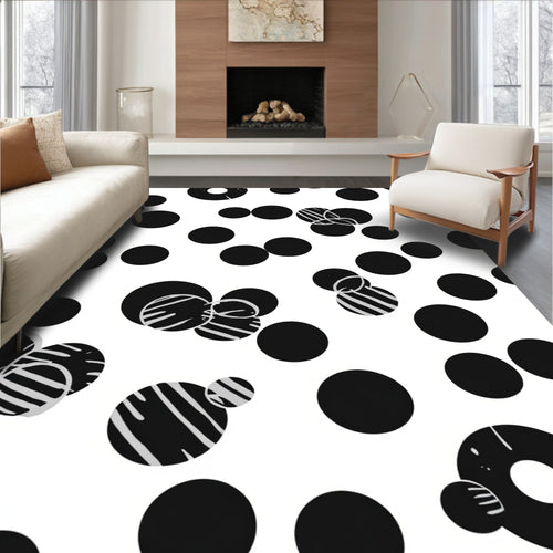 Abstract Circles and Lines Pattern Rug