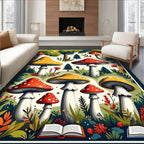 Whimsical Mushroom Forest Pattern Rug