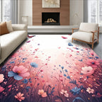 Whimsical Butterfly Meadow With Flowers Rug