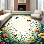 Enchanting Garden Butterfly Floral Design Rug