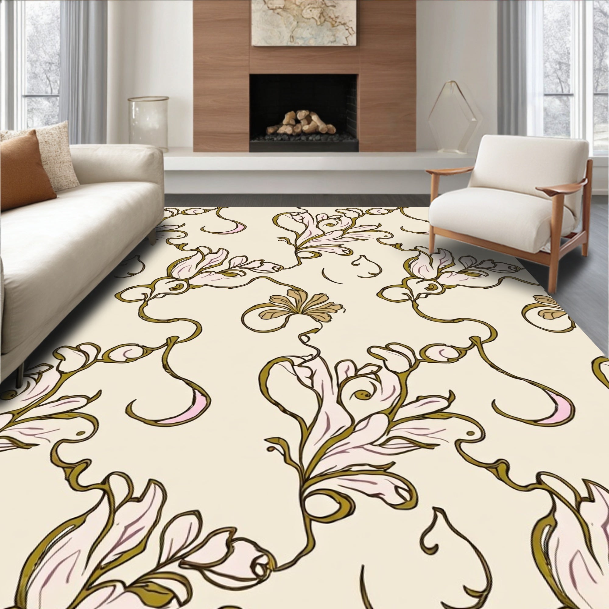 Art Nouveau Floral Swirls Rug