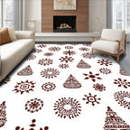 Brown Snowflake Tree Medallion Collage Rug