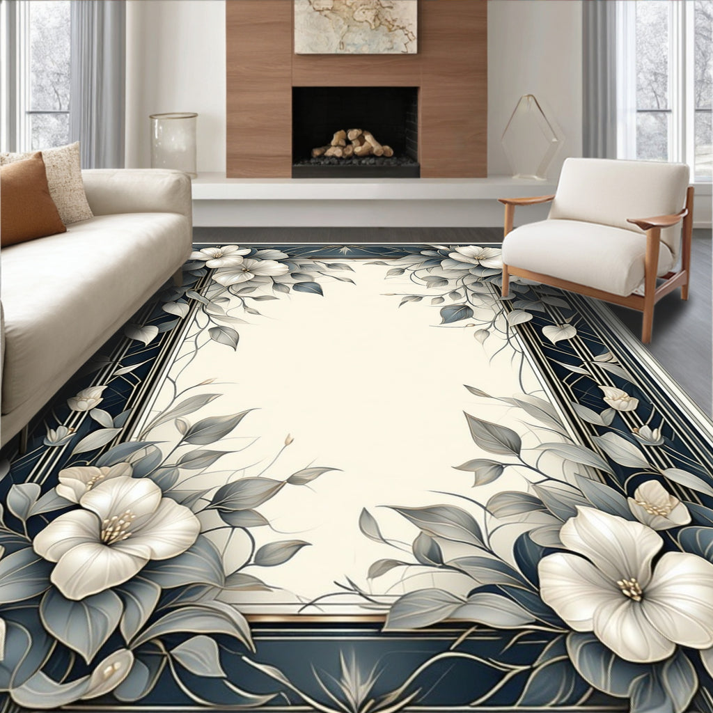 Elegant Floral Vine Art Deco Pattern Rug