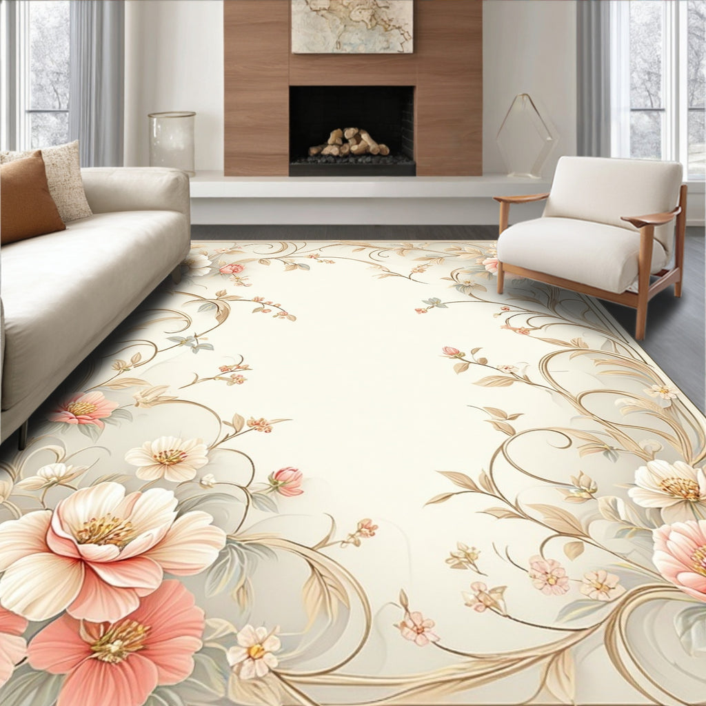 Delicate Floral Vine Pattern Rug