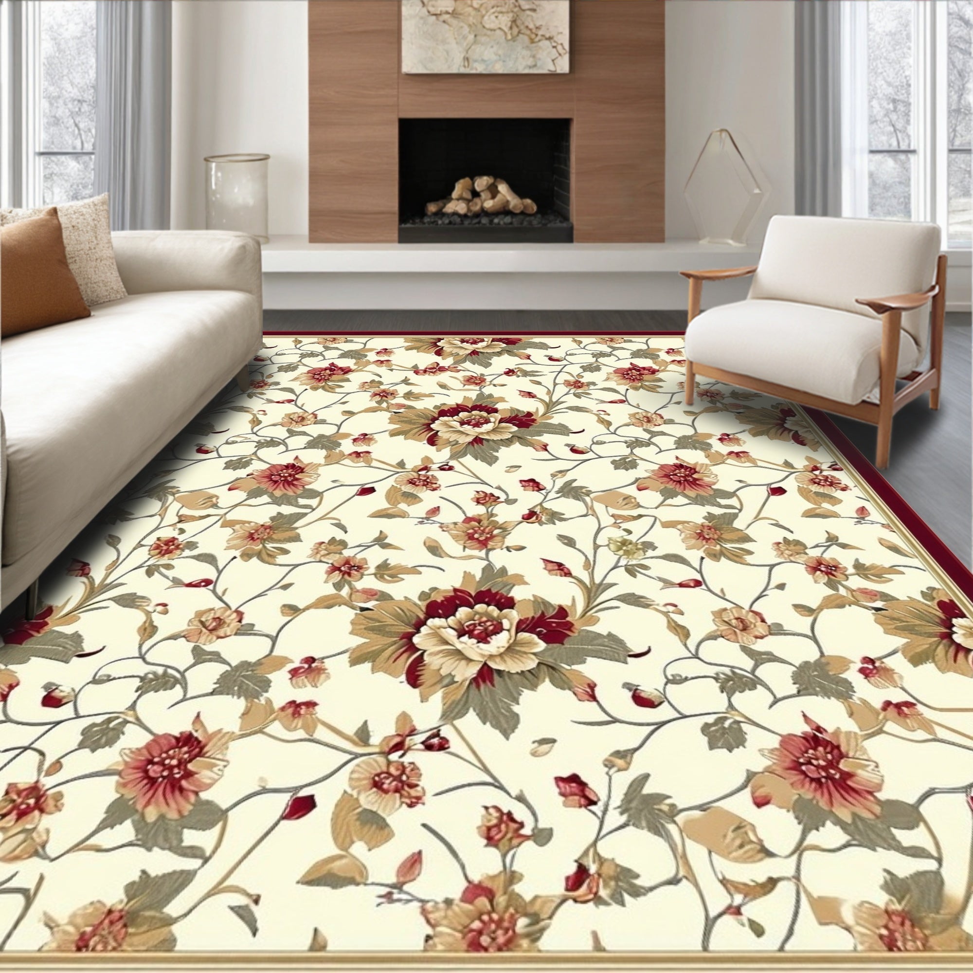 Vintage Floral Pattern Rug