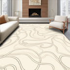 Subtle Cream Wavy Line Abstract Rug