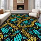 Bold Yellow Outline Tribal Pattern Rug