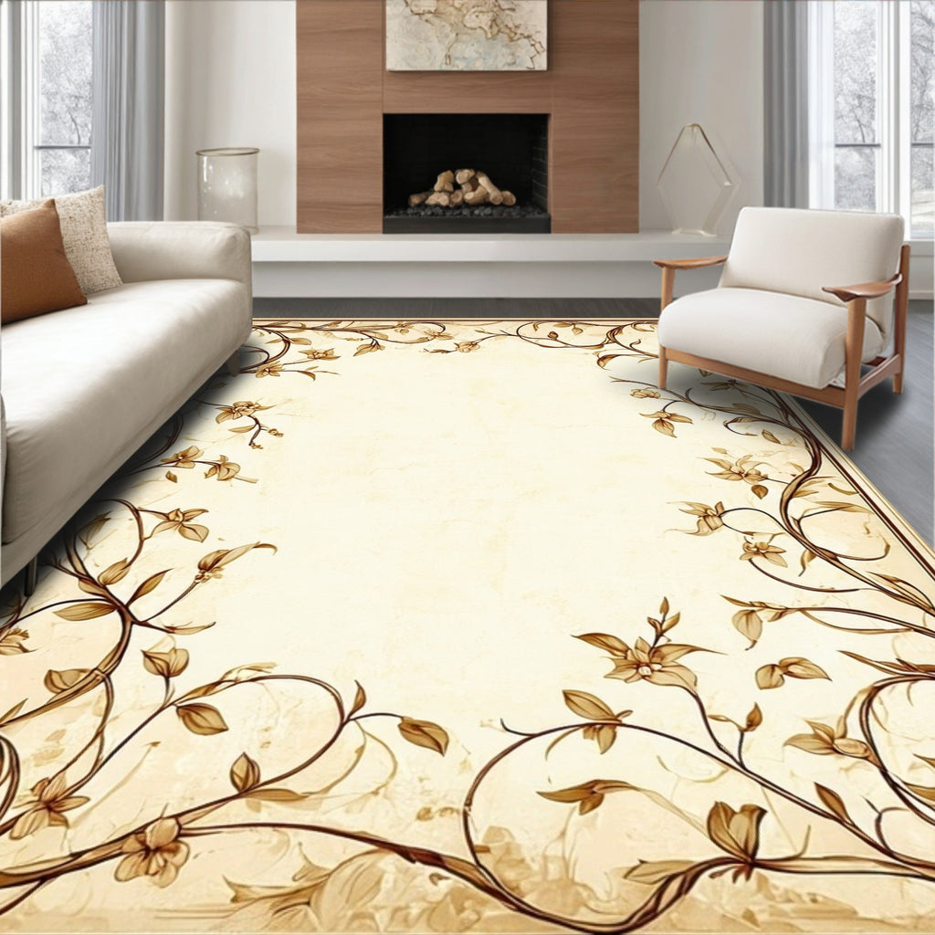 Vintage Floral Vine Scroll Design Rug