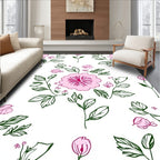 Pink Floral Sketch With Butterflies Rug