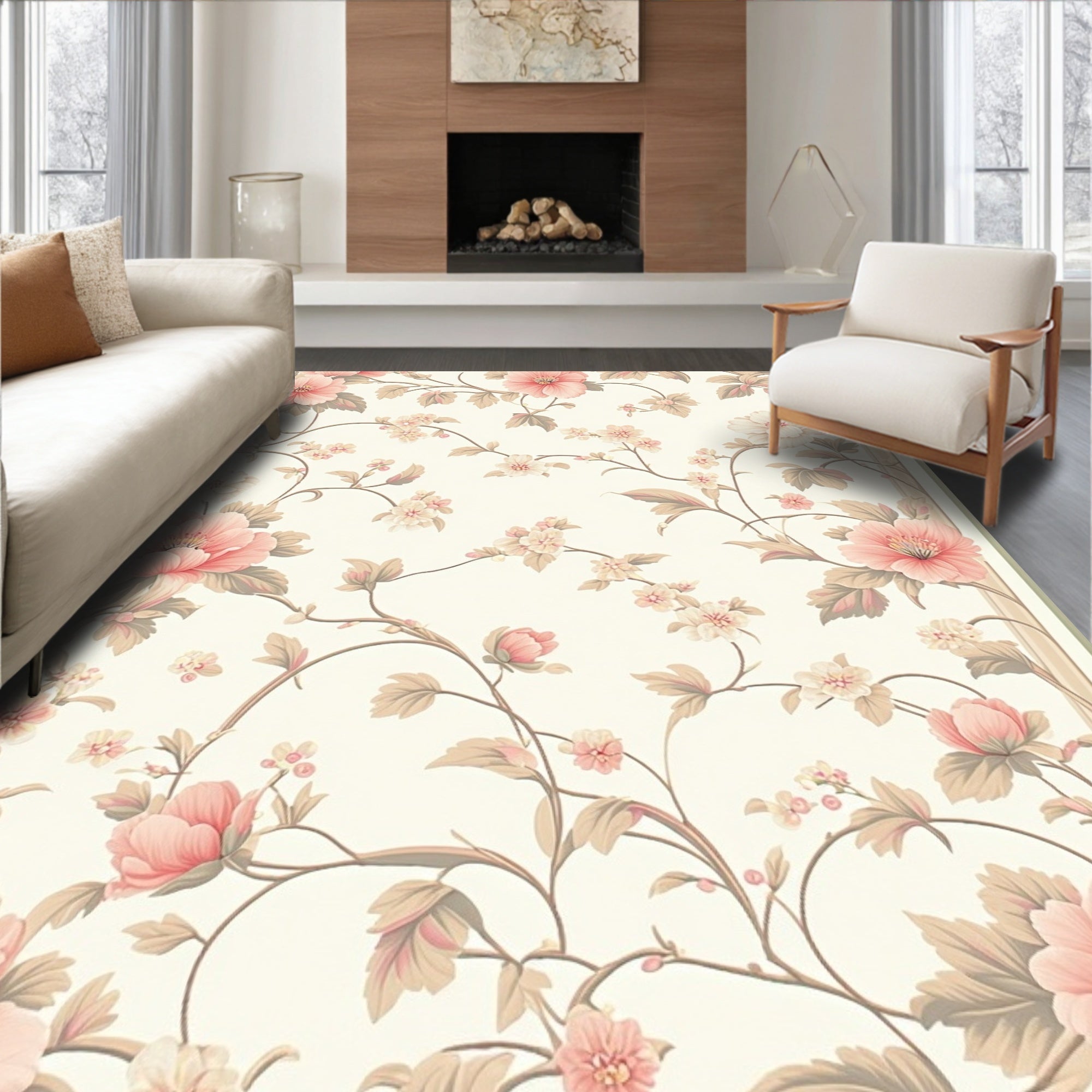 Elegant Floral Vine Pattern Rug