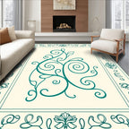 Teal Nouveau Floral Scroll Rug