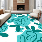 Abstract Teal Organic Pattern Rug