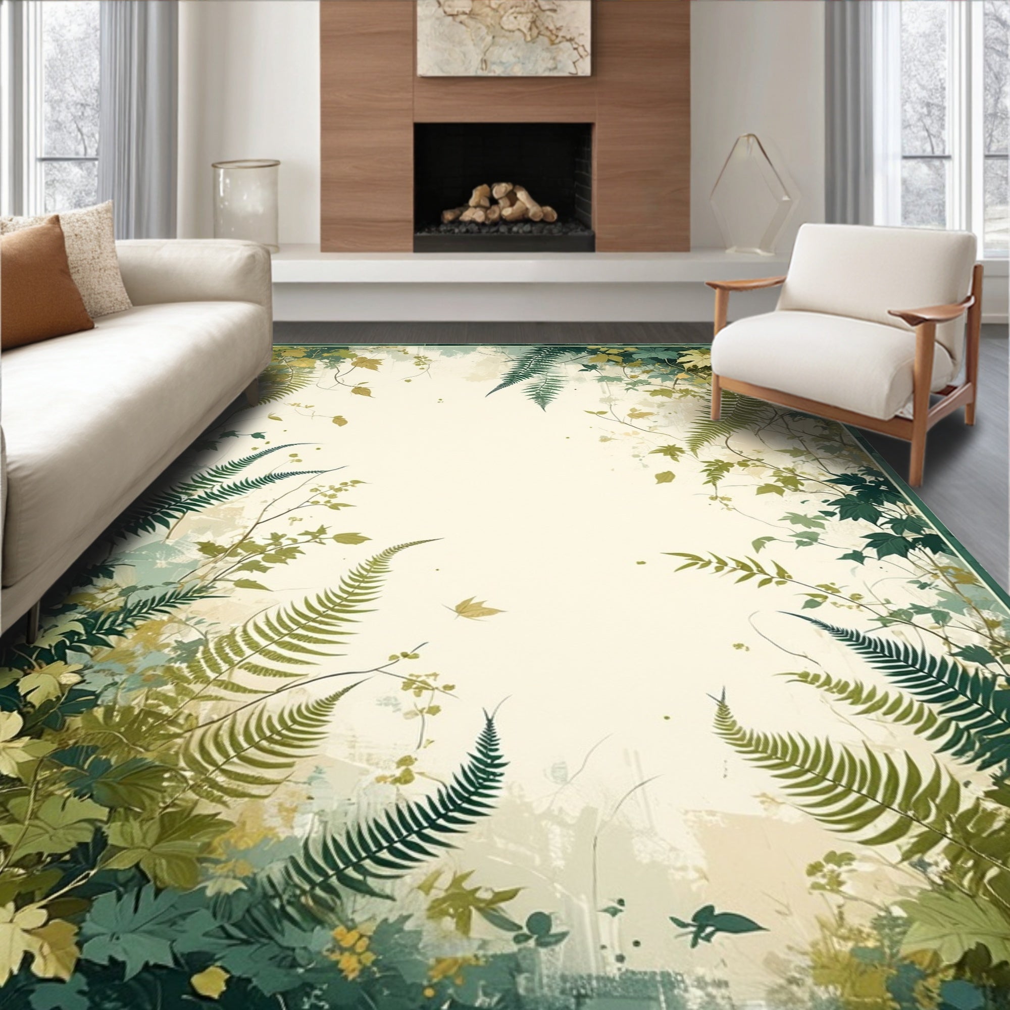 Lush Forest Fern Botanical Garden Rug