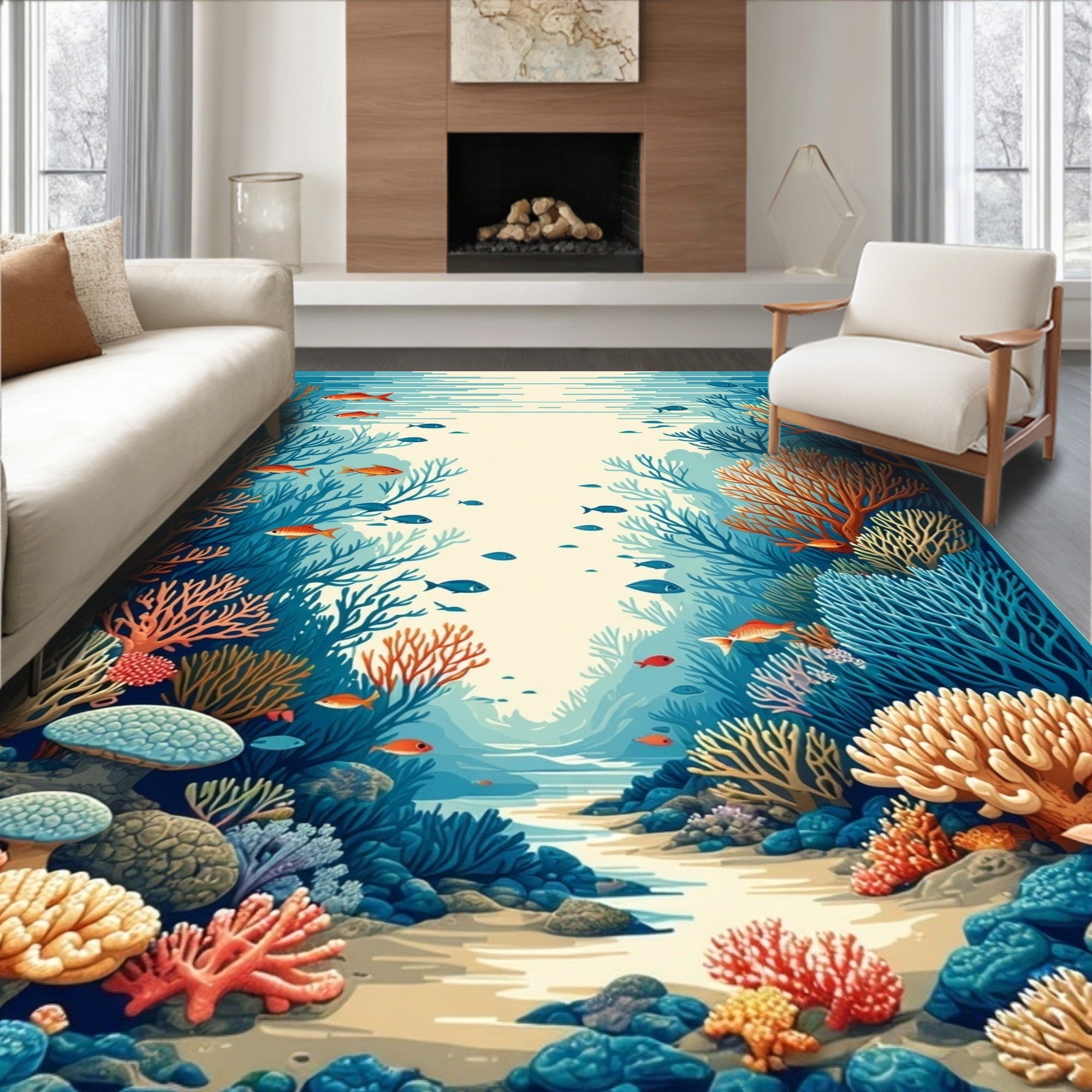 Oceanic Coral Reef Aquatic Scenery Rug