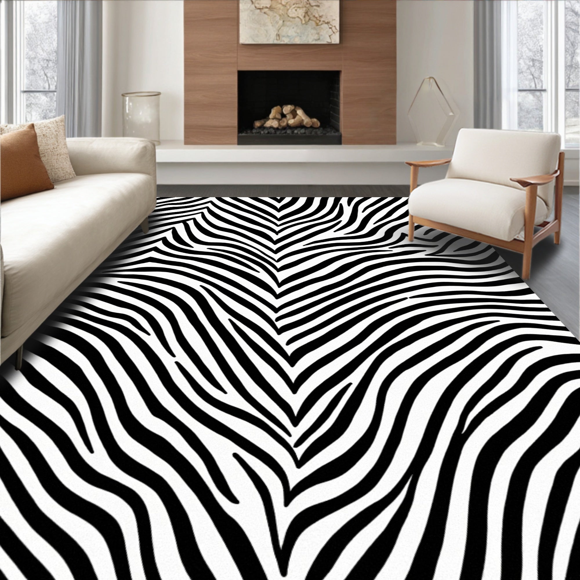 Wild Animal Print Zebra Stripes Rug