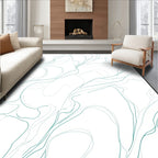 Abstract Swirling Teal Lines Rug