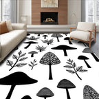 Whimsical Mushroom And Leaf Patterns Rug