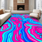 Whimsical Pink Blue Turtle Swirl Rug