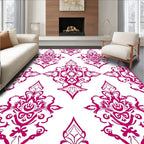 Elegant Magenta Damask Pattern Rug